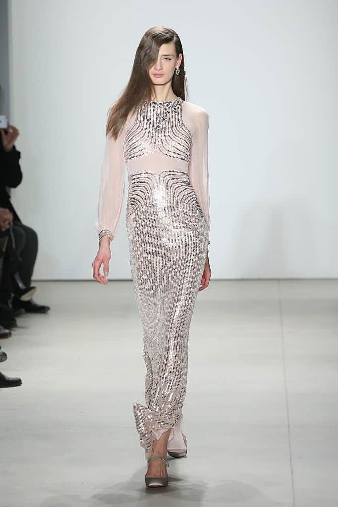 NEW YORK, NY - FEBRUARY 14: A model walks the runway wearing Jenny Packham Fall 2016 during New York Fashion Week: The Shows at The Gallery, Skylight at Clarkson Sq on February 14, 2016 in New York City. (Photo by Neilson Barnard/Getty Images for NYFW: The Shows)
