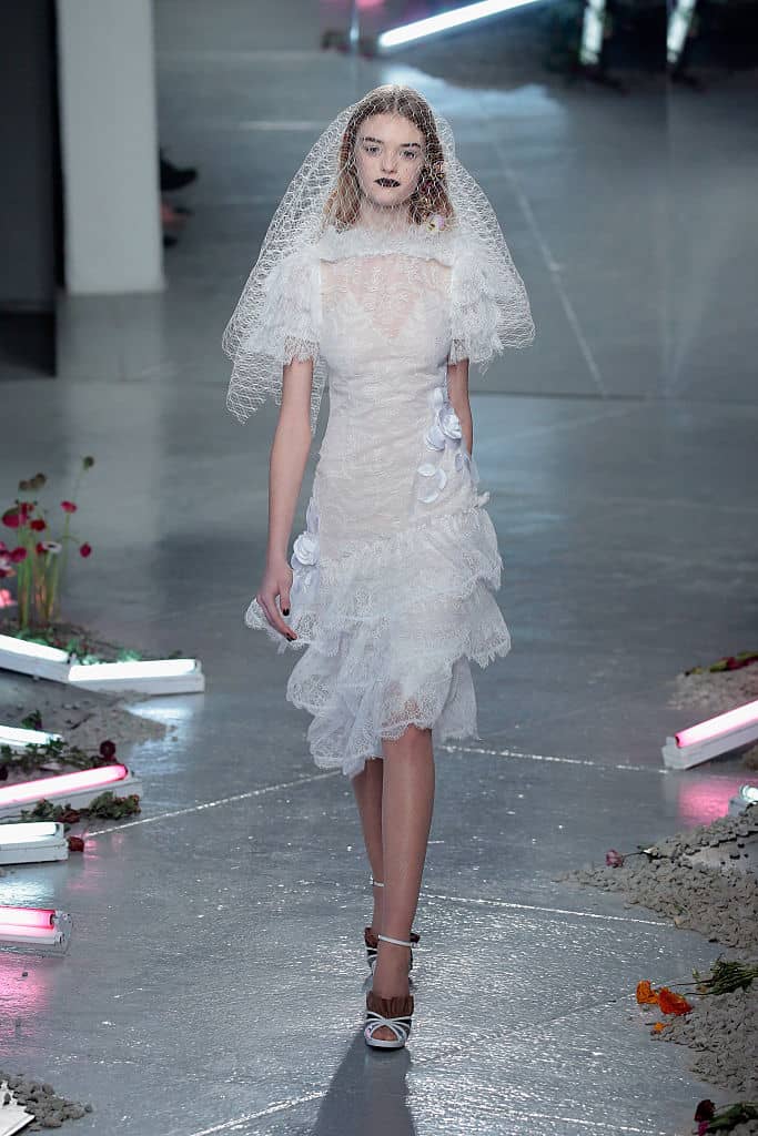 NEW YORK, NY - FEBRUARY 16: A model walks the runway wearing Rodarte Fall 2016 during New York Fashion Week on February 16, 2016 in New York City. (Photo by JP Yim/Getty Images)