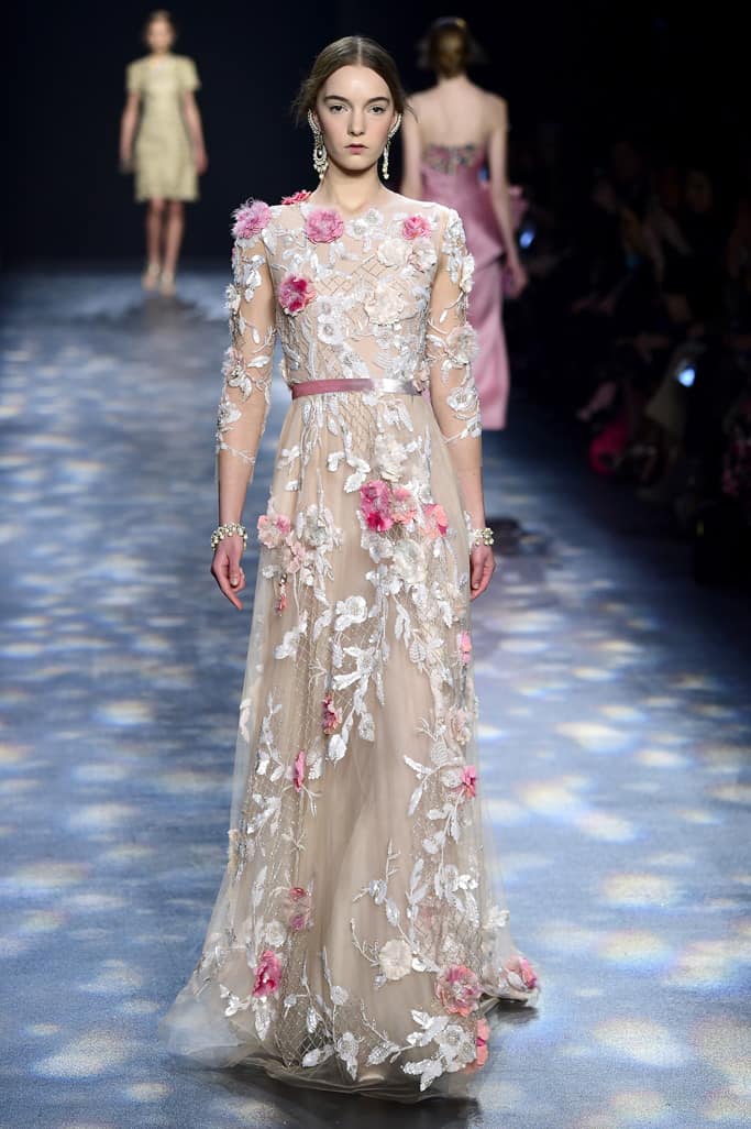 NEW YORK, NY - FEBRUARY 17: A model walks the runway wearing Marchesa Fall 2016 during New York Fashion Week: The Shows at The Dock, Skylight at Moynihan Station on February 17, 2016 in New York City. (Photo by Frazer Harrison/Getty Images for NYFW: The Shows)